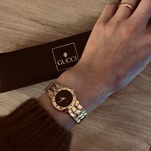 Gucci Gold and Black Timepiece model 3300L